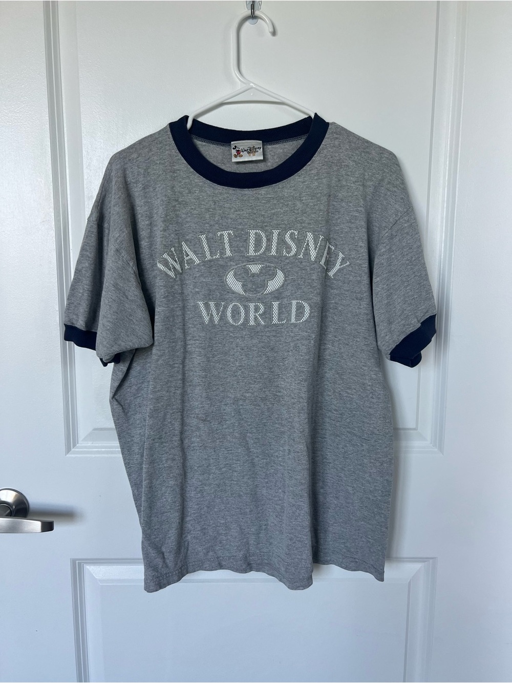 Disney Gray Ringer Tee with Navy Trim